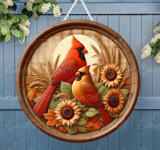 FALL CARDINALS SUNFLOWER ROUND