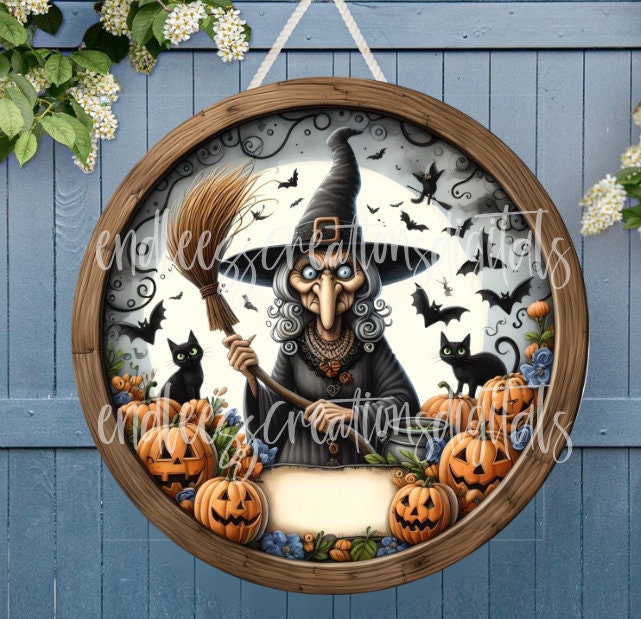 HALLOWEEN DOOR HANGER, wreath sign, round cutting board png, for sublimation high resolution, 2 files, 1 add your own text