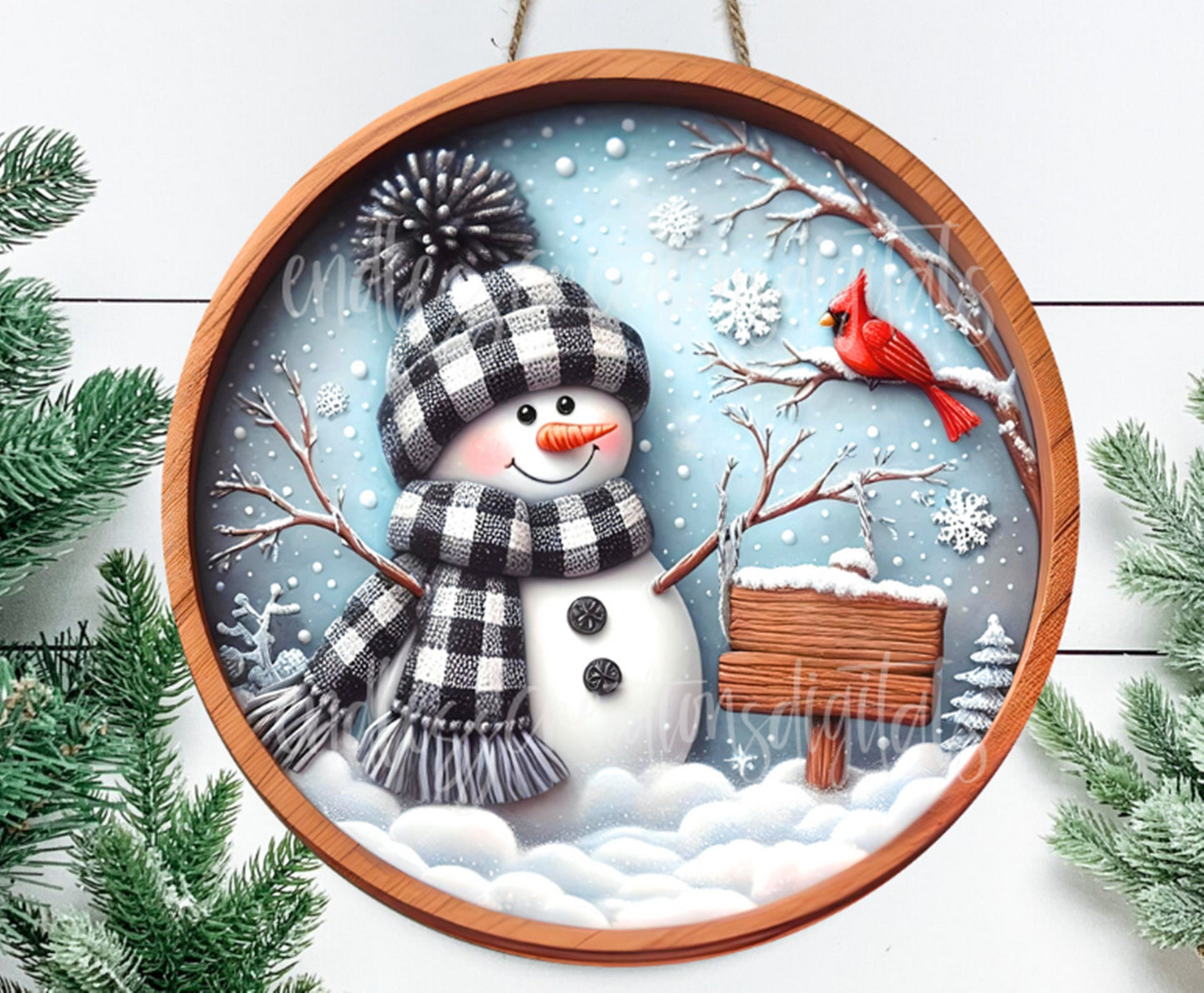 WINTER SNOWMA DOOR hanger, wreath sign, round cutting board png,  for sublimation high resolution, 2 files for download, 1 add your own text