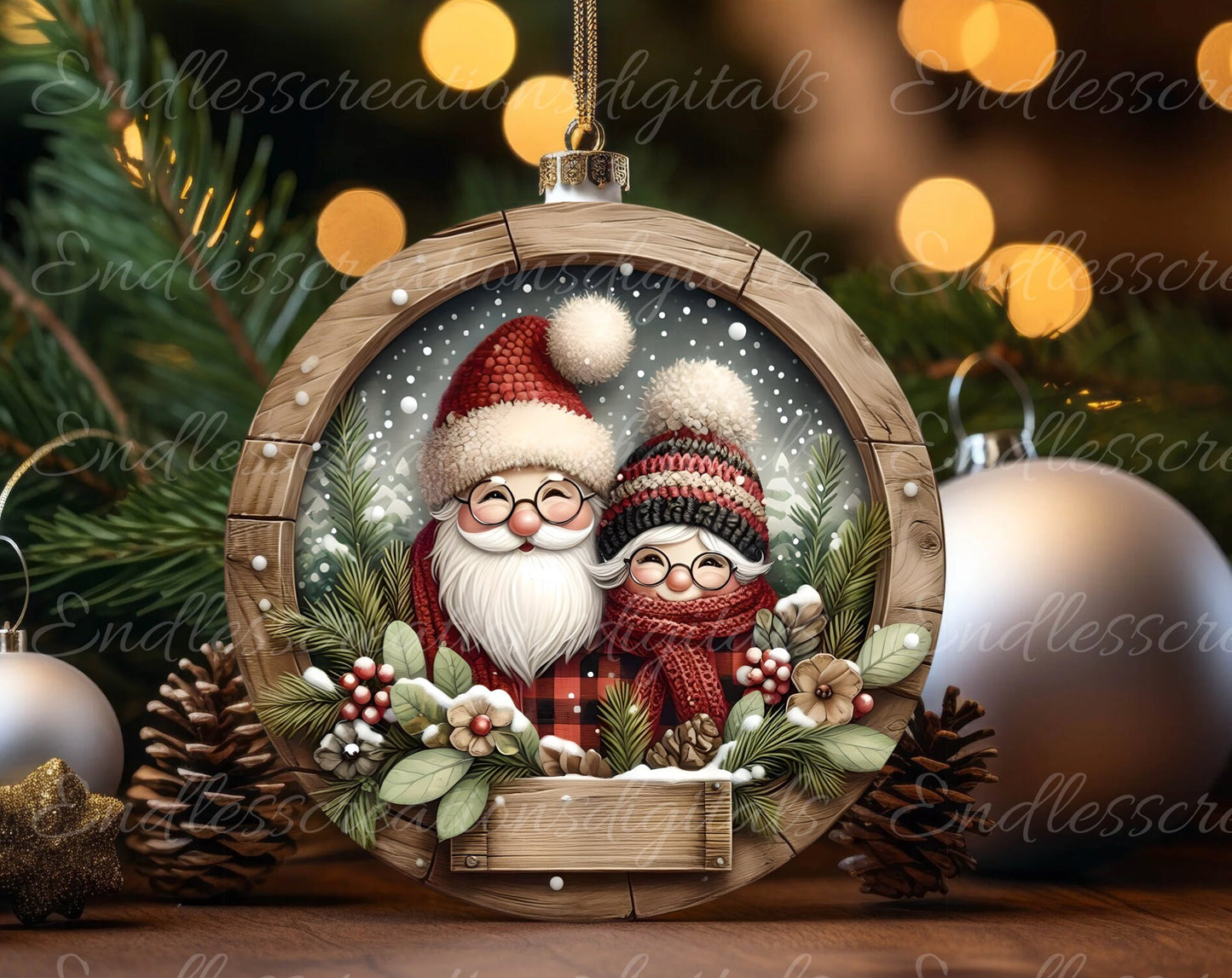 SANTA, MRS CLAUS round door hanger, wreath sign, square cutting board, coaster png,  for sublimation high resolution, 2 files, 1 blank