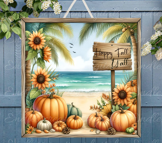 FALL SQUARE TROPICAL door hanger, wreath sign, square cutting board, for sublimation high resolution 2 files, 1 add your own text