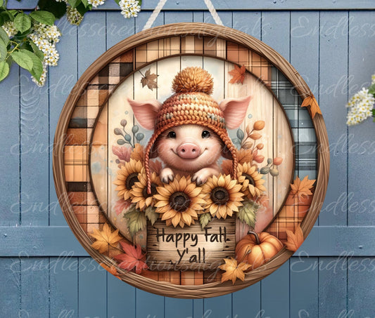 FALL PIG SUBLIMATION ROUND