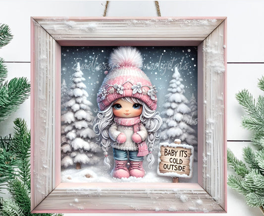 PINK GIRLGNOME SQUARE door  hanger, wreath sign, round cutting board  for sublimation high resolution, 2 files, 1 add your own text