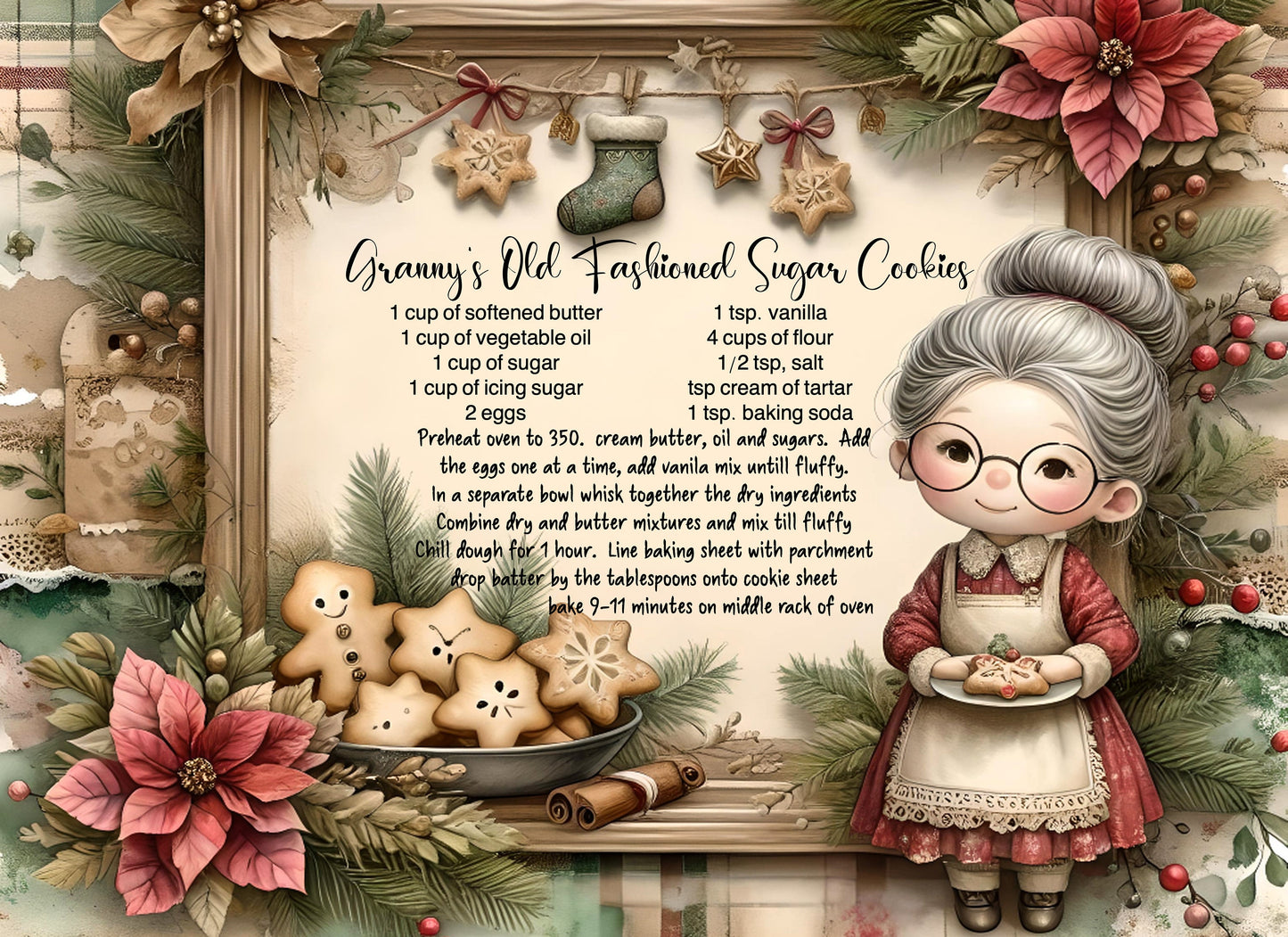 GRANDMA'S COOKIE RECIPE cutting board sublimation  sublimation high resolution 2 files, 1 add your own text