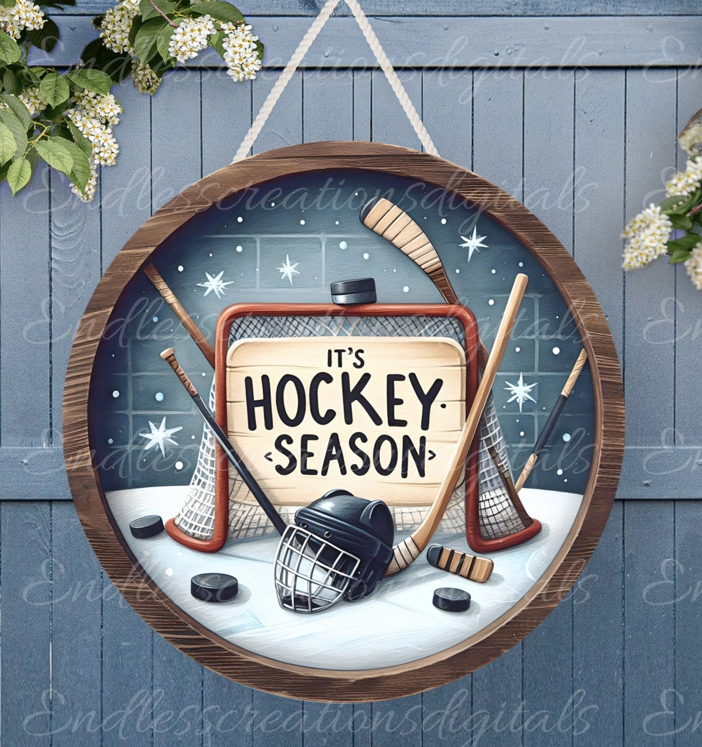 HOCKEY DOOR HANGER, wreath sign, png, 300DPI high resolution, 2 files for download, 1 add your own text