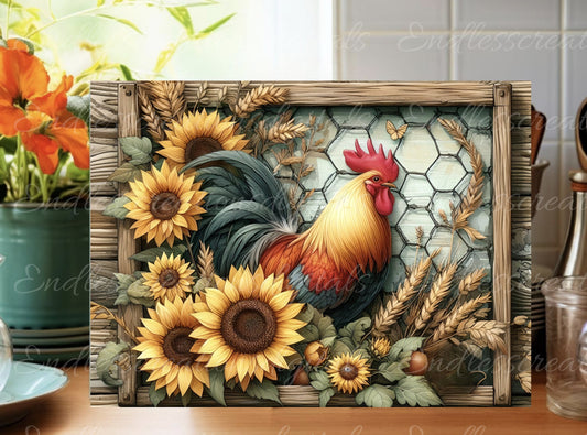 ROOSTER CUTTING BOARD sublimation  sublimation high resolution