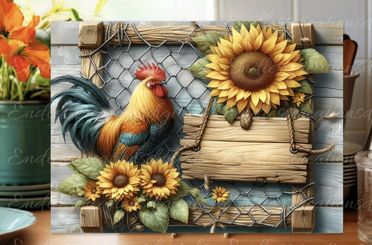 ROOSTER CUTTING BOARD sublimation  sublimation high resolution