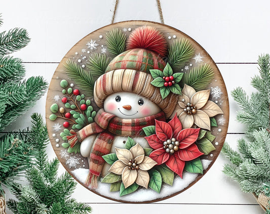 GREEN RED SNOWMAN door hanger, wreath sign, round cutting board, tree ornament etc. png,  for sublimation high resolution, can be resized