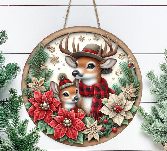 BUFFALO PLAID deer round door hanger, wreath sign, round cutting board, coasters etc. png,  for sublimation high resolution, can be resized