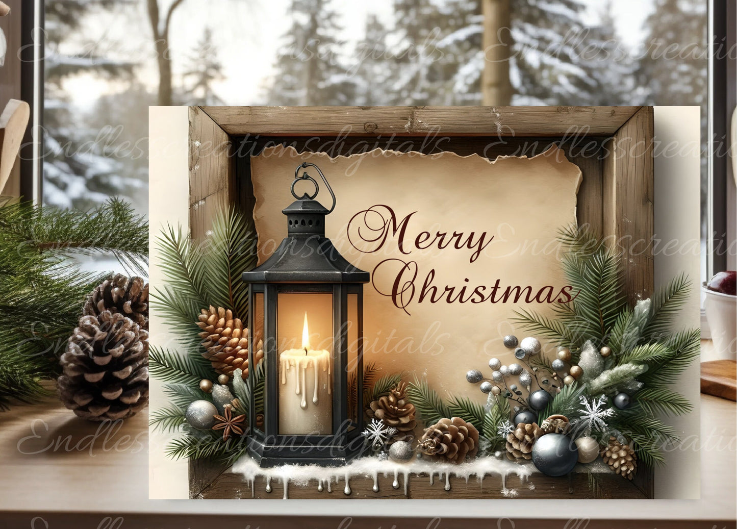 CHRISTMAS LANTERN CUTTING board sublimation  sublimation high resolution 2 files, 1 add your own text