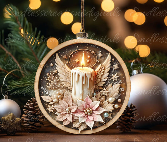 CANDLE ANGEL WINTER round door hanger, wreath sign, round cutting board, coasters etc. png,  for sublimation high resolution, can be resized