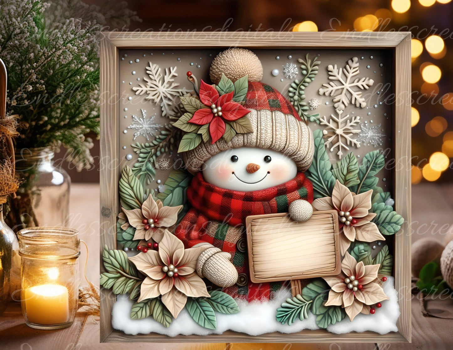 HOLIDAY SNOWMAN SQUARE   door hanger, wreath sign, square cutting board, coaster png,  for sublimation high resolution, 2 files, 1 blank