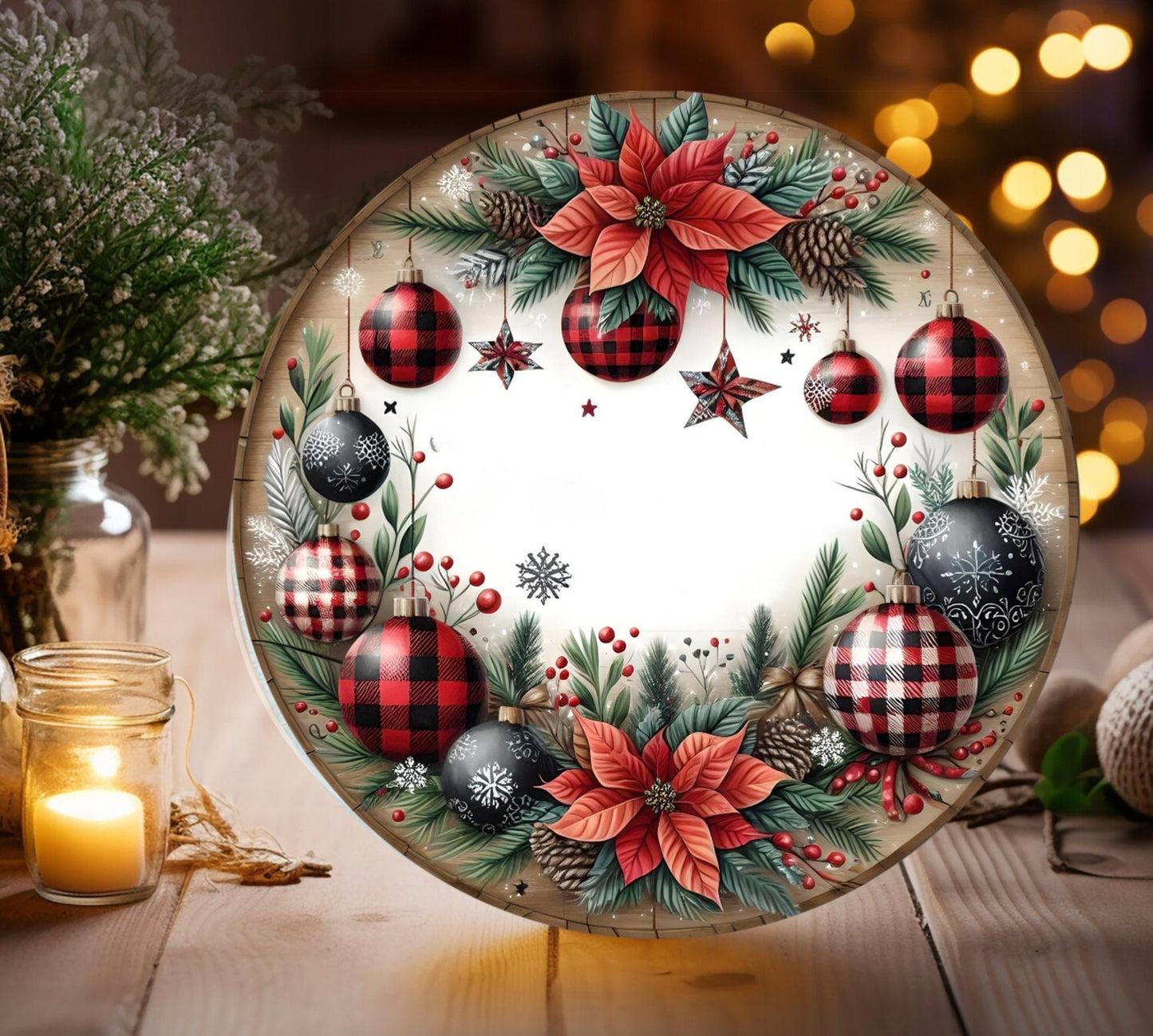 WINTER BELIEVE DOOR hanger, wreath sign, round cutting board png,  for sublimation high resolution, 2 files, 1 add your own text