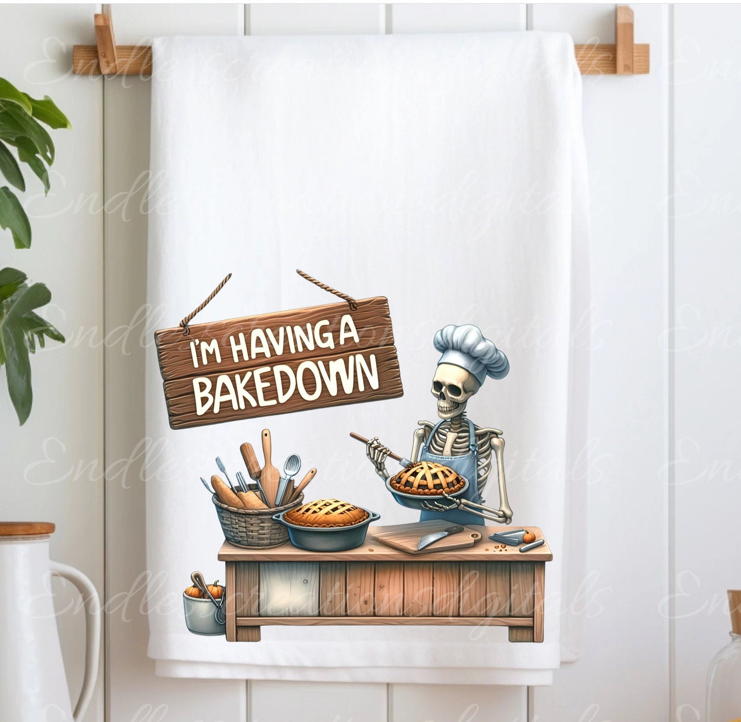 TEA TOWEL SKELETON sublimation package of 5 high definition 300png