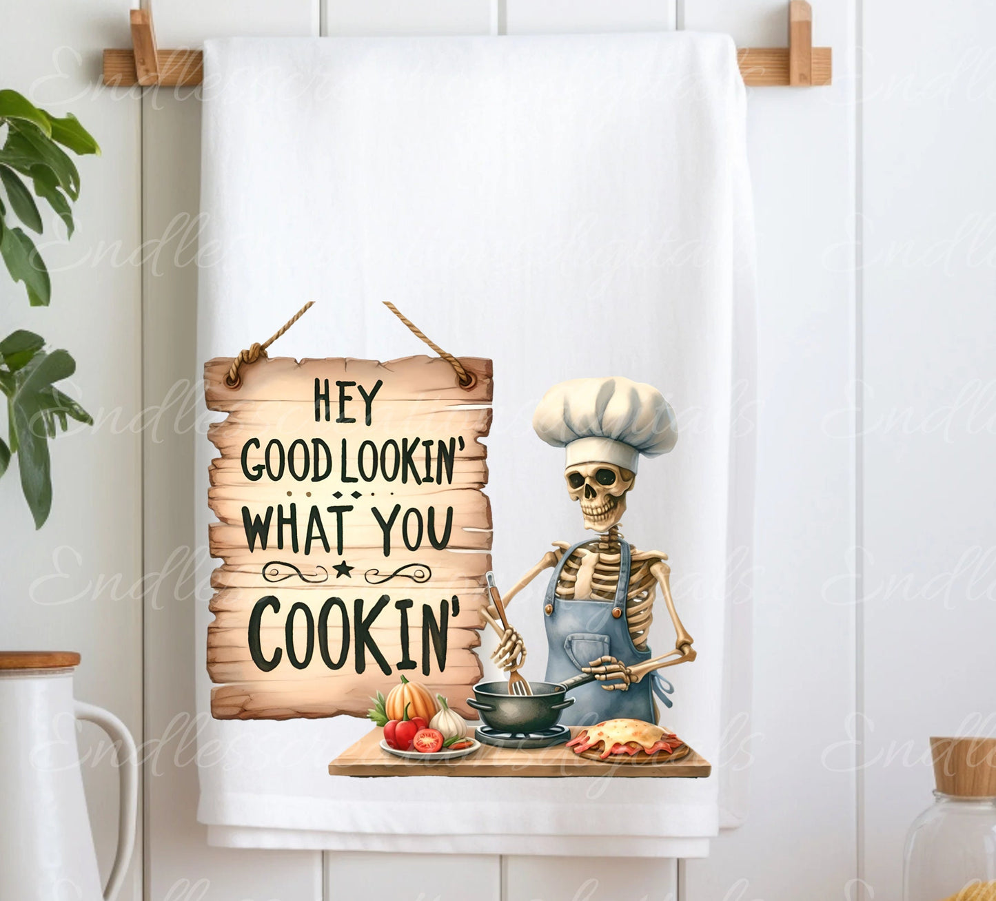 TEA TOWEL SKELETON sublimation package of 5 high definition 300png