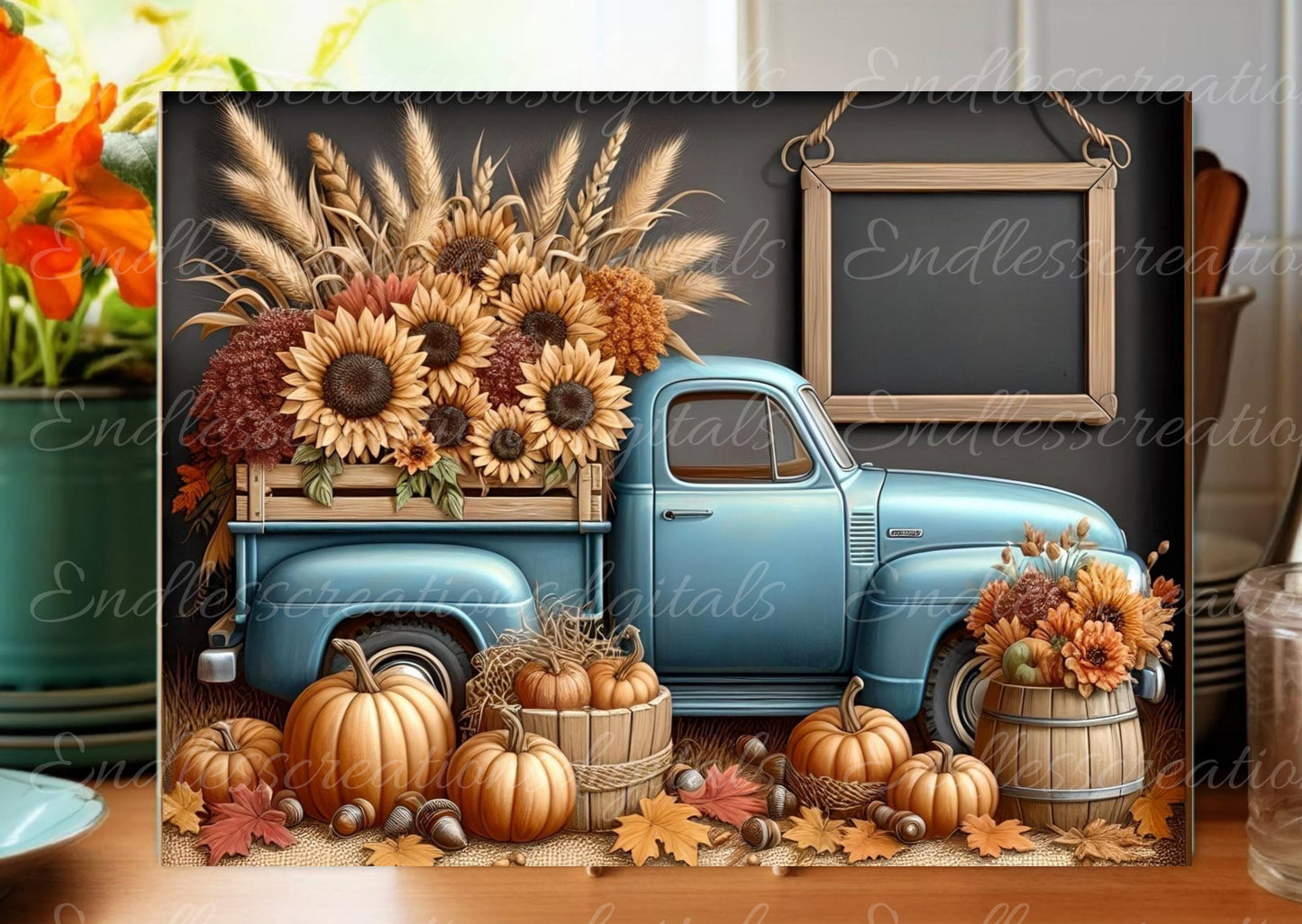 FALL TRUCK CUTTING board sublimation  sublimation high resolution 2 files, 1 add your own text