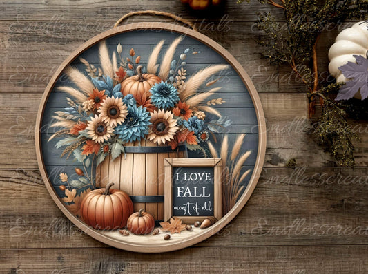 ROUND FALL FLORAL BARREL