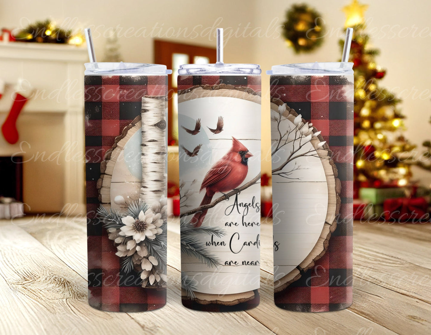 WINTER CARDINAL TUMBLER sublimation design for 20 oz tumbler, high quality 300 Dpi