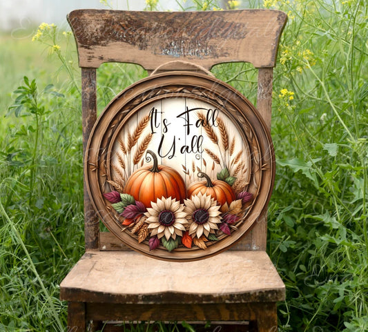ROUND FALL DOOR hanger, wreath sign,  cutting board png, for sublimation high resolution 2 files, 1 add your own text