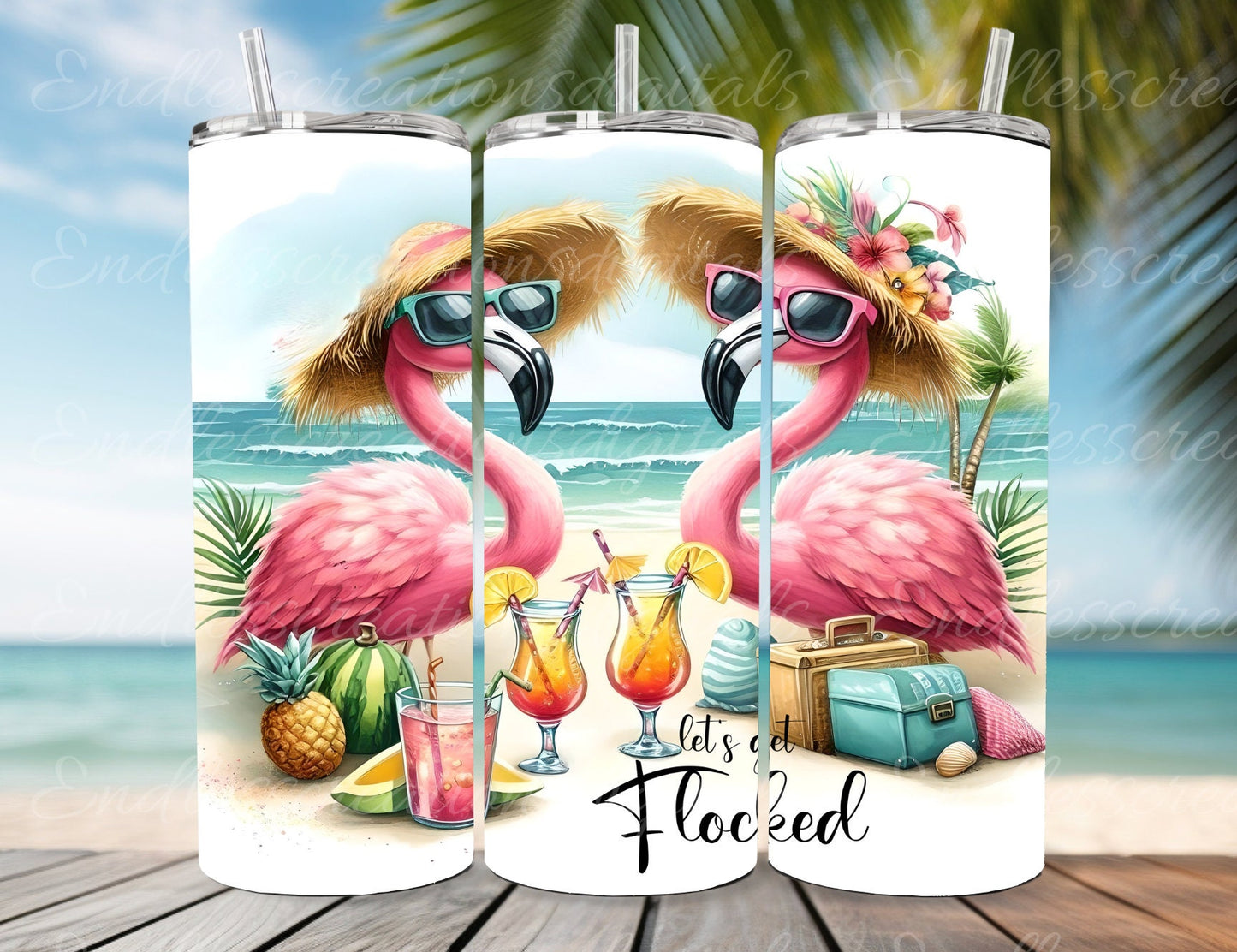 TROPICAL FLAMINGO TUMBER sublimation design for 20 oz tumbler, high quality 300 Dpi, 2 files, 1 add your own text