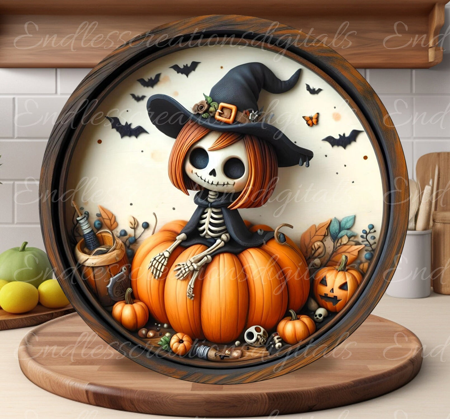 HALLOWEEN DOOR HANGER, wreath sign, round cutting board, for sublimation high resolution, 2 files for download, 1 blank add your own text