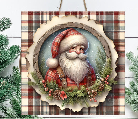 SANTA SQUARE DOOR hanger, wreath sign, round cutting board png,  for sublimation high resolution, 2 files  1 add your own text