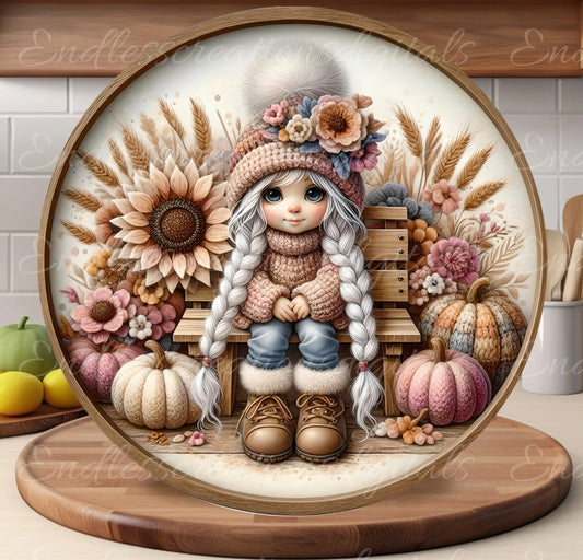 FALL GIRL GNOME ROUND