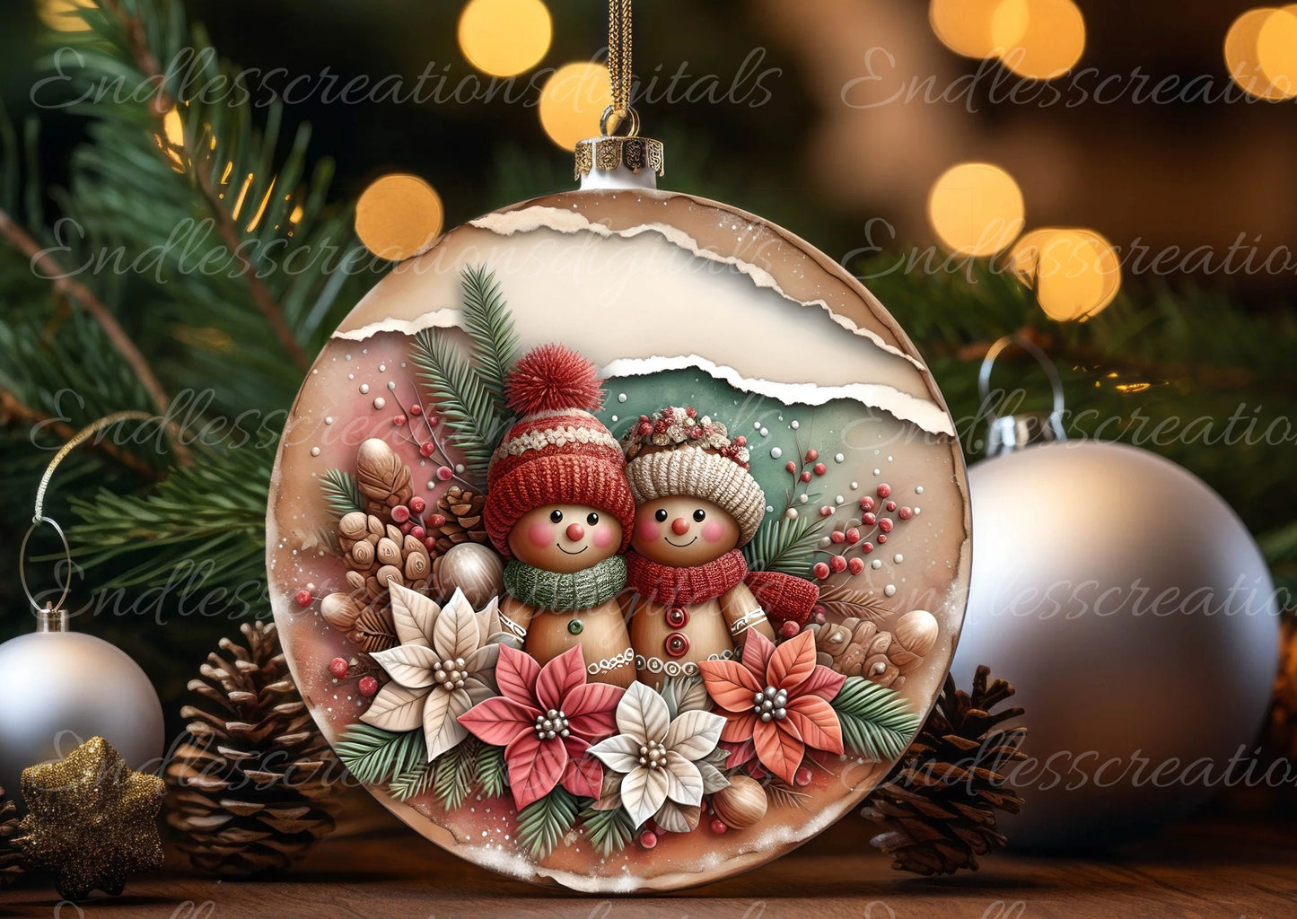 GINGERBREAD COUPLE DOOR hanger, wreath sign, round cutting board png, ornament for sublimation high resolution,