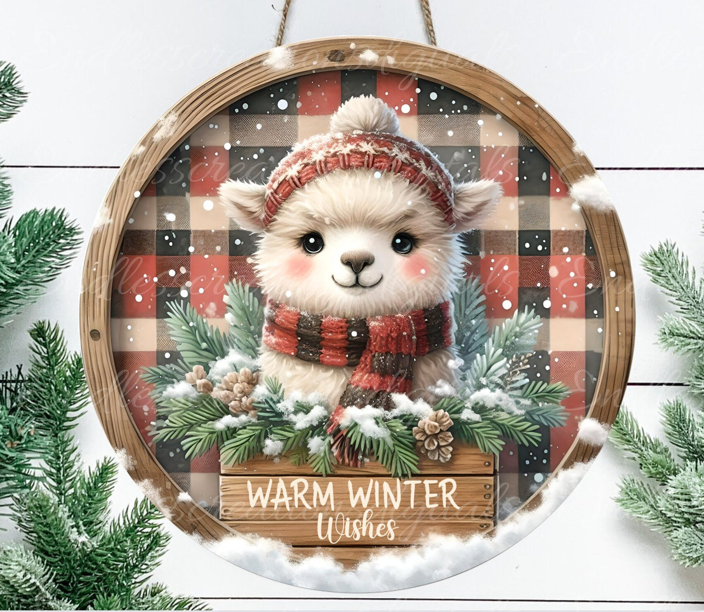 BABY CRIA WINTER door hanger, wreath sign, round cutting board, ornament, png,  for sublimation high resolution, 2 files, 1 blank