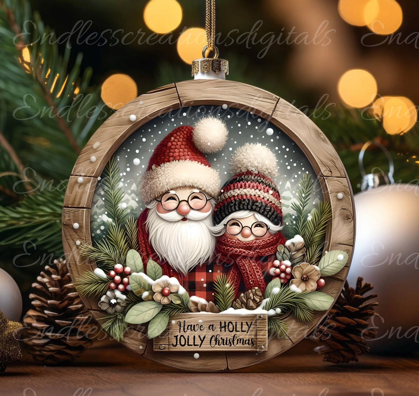 SANTA, MRS CLAUS round door hanger, wreath sign, square cutting board, coaster png,  for sublimation high resolution, 2 files, 1 blank