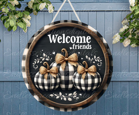 FALL PUMPKINS DOOR hanger, wreath sign, round cutting board png, for sublimation high resolution 2 files for download, 1 add your own text
