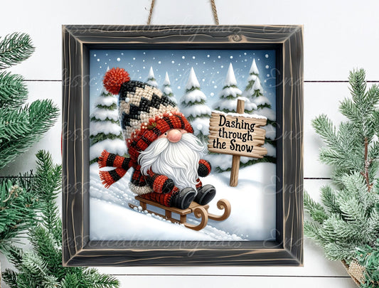 WINTER WONDERLAND GNOME door hanger, wreath sign, cutting board, for sublimation high resolution 2 files for download 1 add your own text