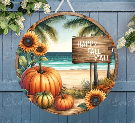 FALL ROUND TROPICAL door hanger, wreath sign, square cutting board, for sublimation high resolution 2 files, 1 add your own text