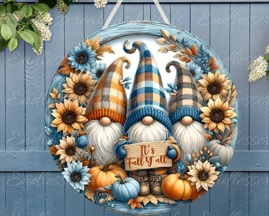 FALL GNOMES DOOR hanger, wreath sign, round cutting board png, for sublimation high resolution 2 files, 1 add your own text