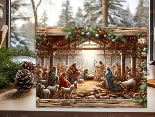 NATIVITY SCENE CUTTING board,  sublimation slates, aluminum signs  sublimation high resolution