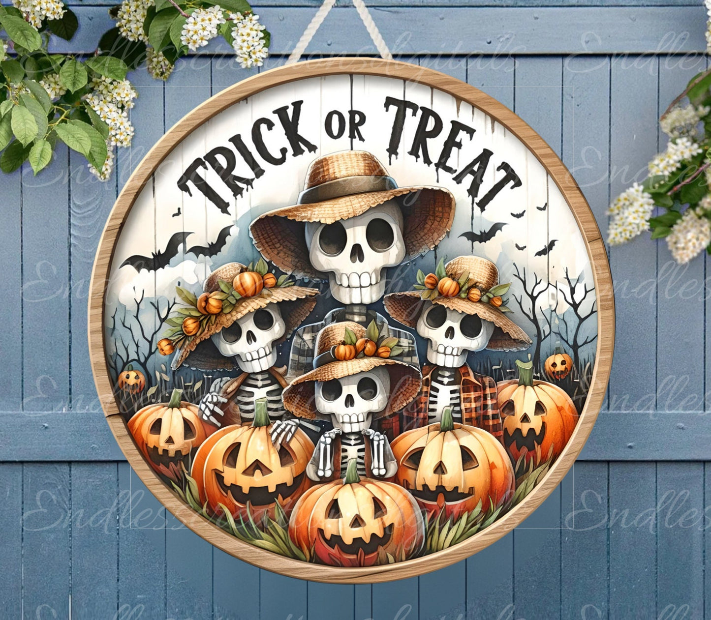 TRICK OR TREAT  Door hanger, wreath sign, for sublimation high resolution 2 files, 1 add your own text