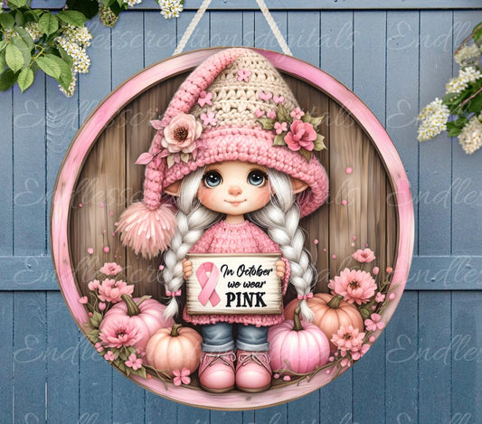 BREAST CANCER AWARENESS Door hanger, wreath sign, for sublimation high resolution 2 files, 1 add your own text