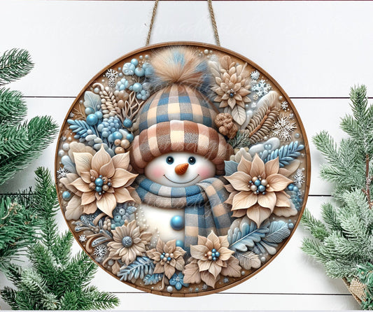 WINTER SNOWMAN DOOR hanger, wreath sign, round cutting board, tree ornament png,  sublimation high resolution, can be resized