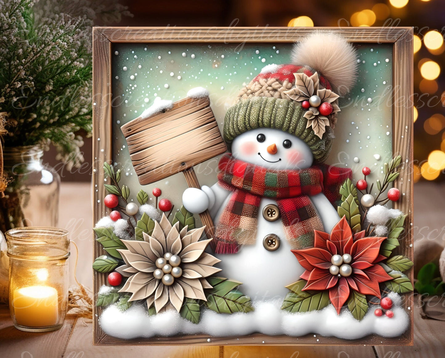 GREEN RED SNOWMAN square door hanger, wreath sign, square cutting board, coasters etc. png,  for sublimation high resolution, can be resized