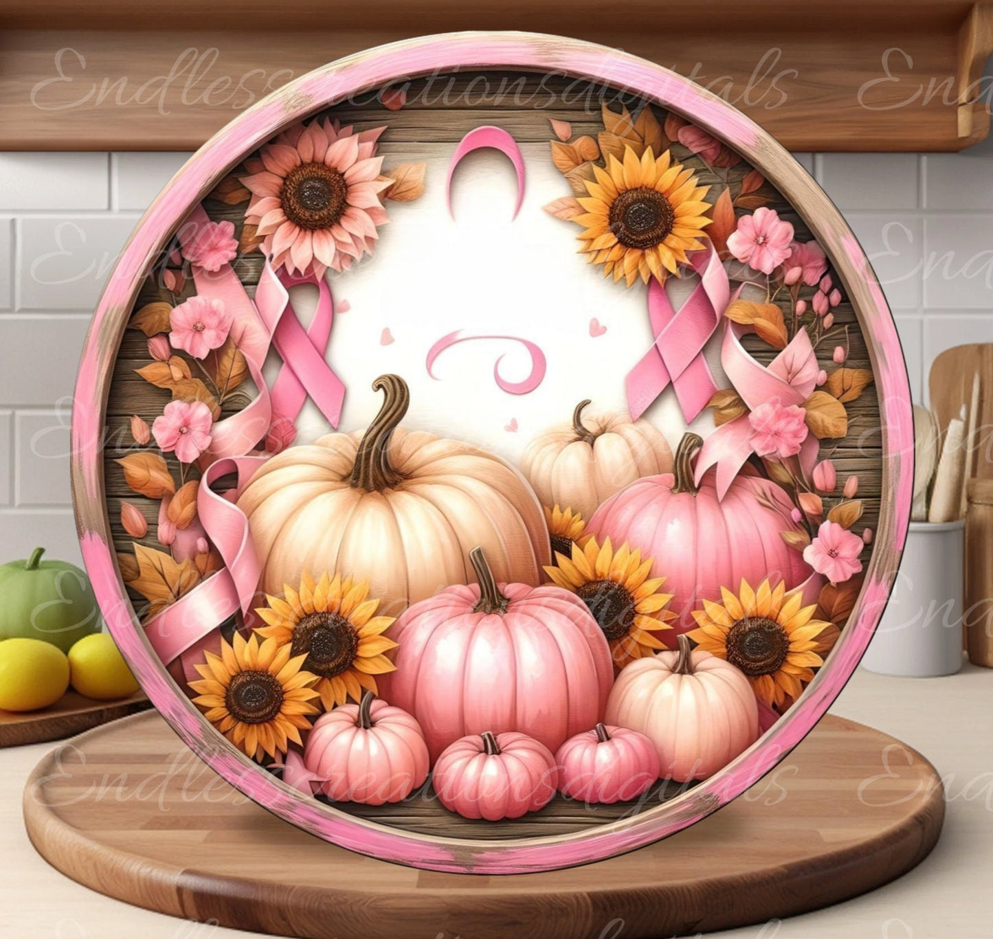 BREAST CANCER AWARENESS Door hanger, wreath sign, for sublimation high resolution 2 files, 1 add your own text