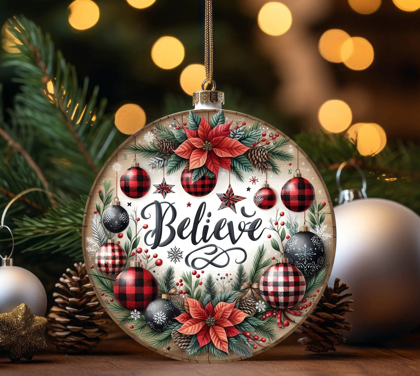 WINTER BELIEVE DOOR hanger, wreath sign, round cutting board png,  for sublimation high resolution, 2 files, 1 add your own text