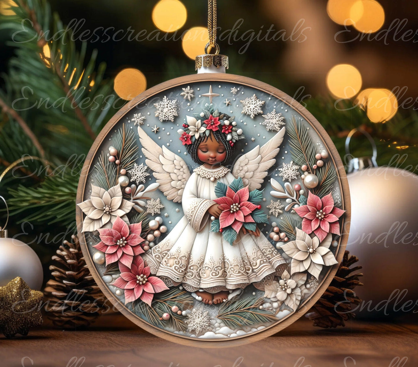 AFRICAN AMERICAN ANGEL  round door hanger, wreath sign, round cutting board, coasters etc. png, sublimation high resolution, can be resized