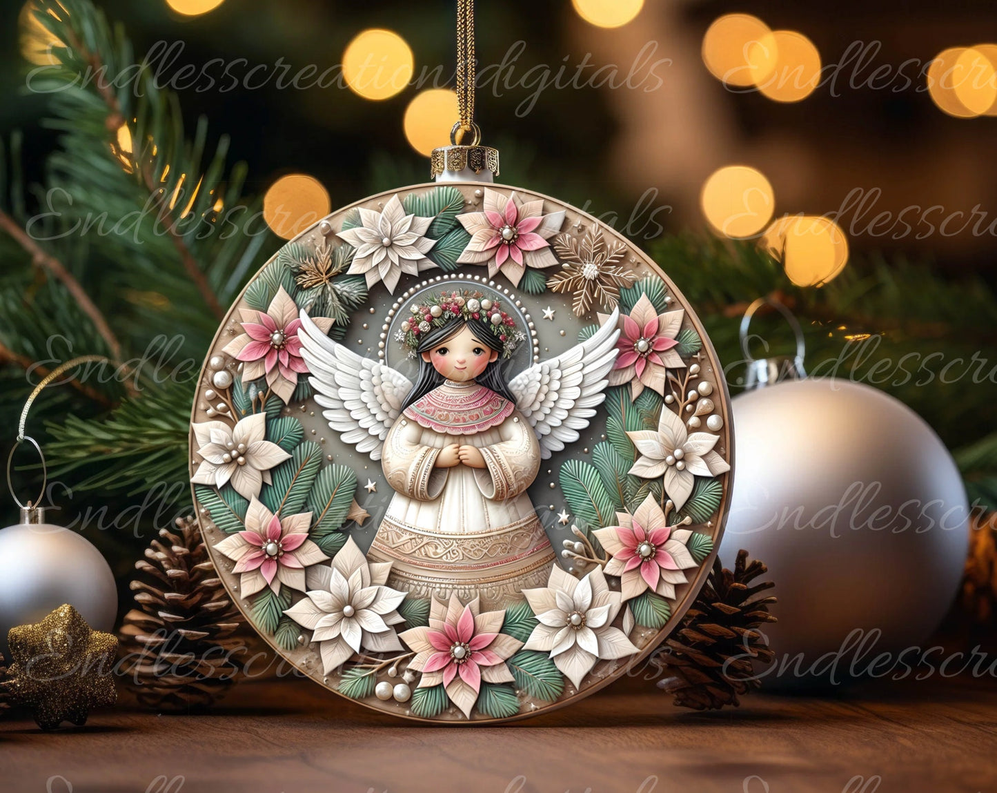 HISPANIC ANGEL  round door hanger, wreath sign, round cutting board, coasters etc. png, sublimation high resolution, can be resized