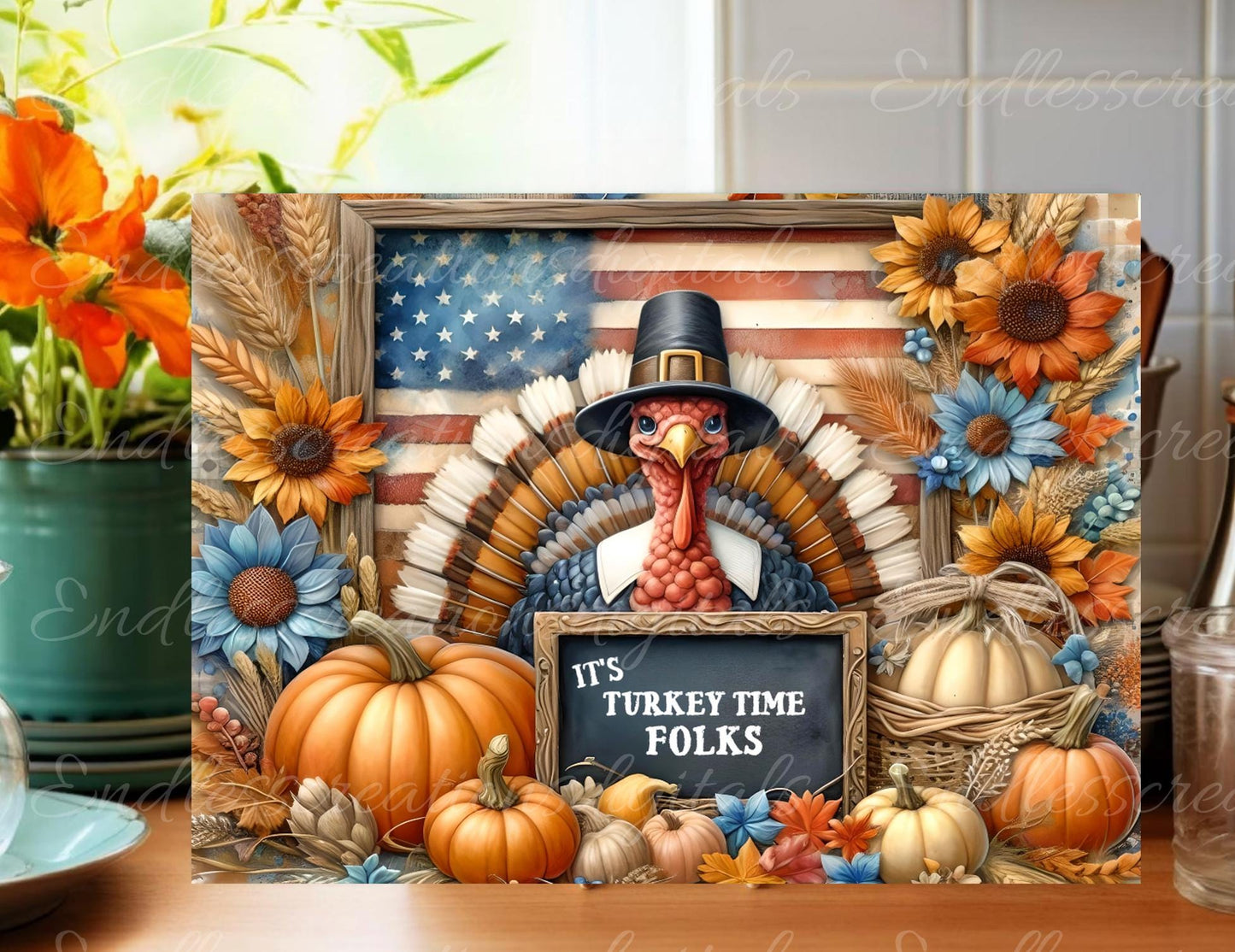 TURKEY TIME CUTTING board sublimation  sublimation high resolution 2 files, 1 add your own text