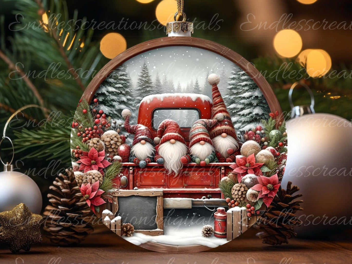 GNOME FOR THE Holidays door hanger, wreath sign, round cutting board, ornament,  for sublimation high resolution, 2 files, 1 blank