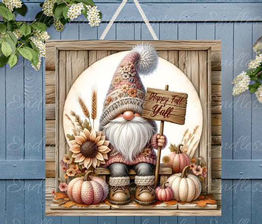 FALL GNOME SQUARE door hanger, wreath sign,  cutting board png, for sublimation high resolution 2 files for download, 1 add your own text