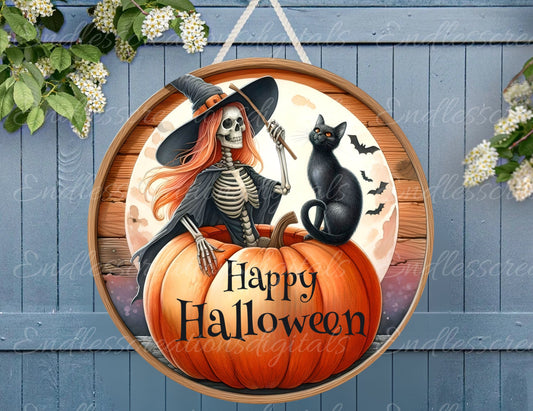 HALLOWEEN DOOR HANGER, wreath sign, round cutting board, for sublimation high resolution, 2 files for download, 1 blank add your own text
