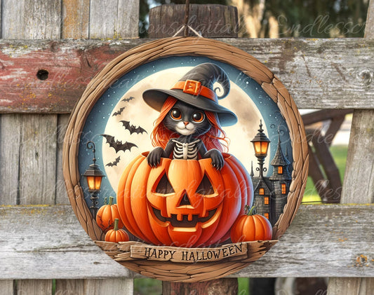 HALLOWEEN DOOR HANGER, wreath sign, round cutting board, for sublimation high resolution, 2 files for download, 1 blank add your own text