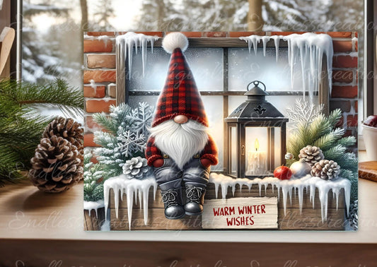 WINTER PLAID GNOME Cutting board sublimation, 300 dpi high resolution 2 files for download 1 add your own text