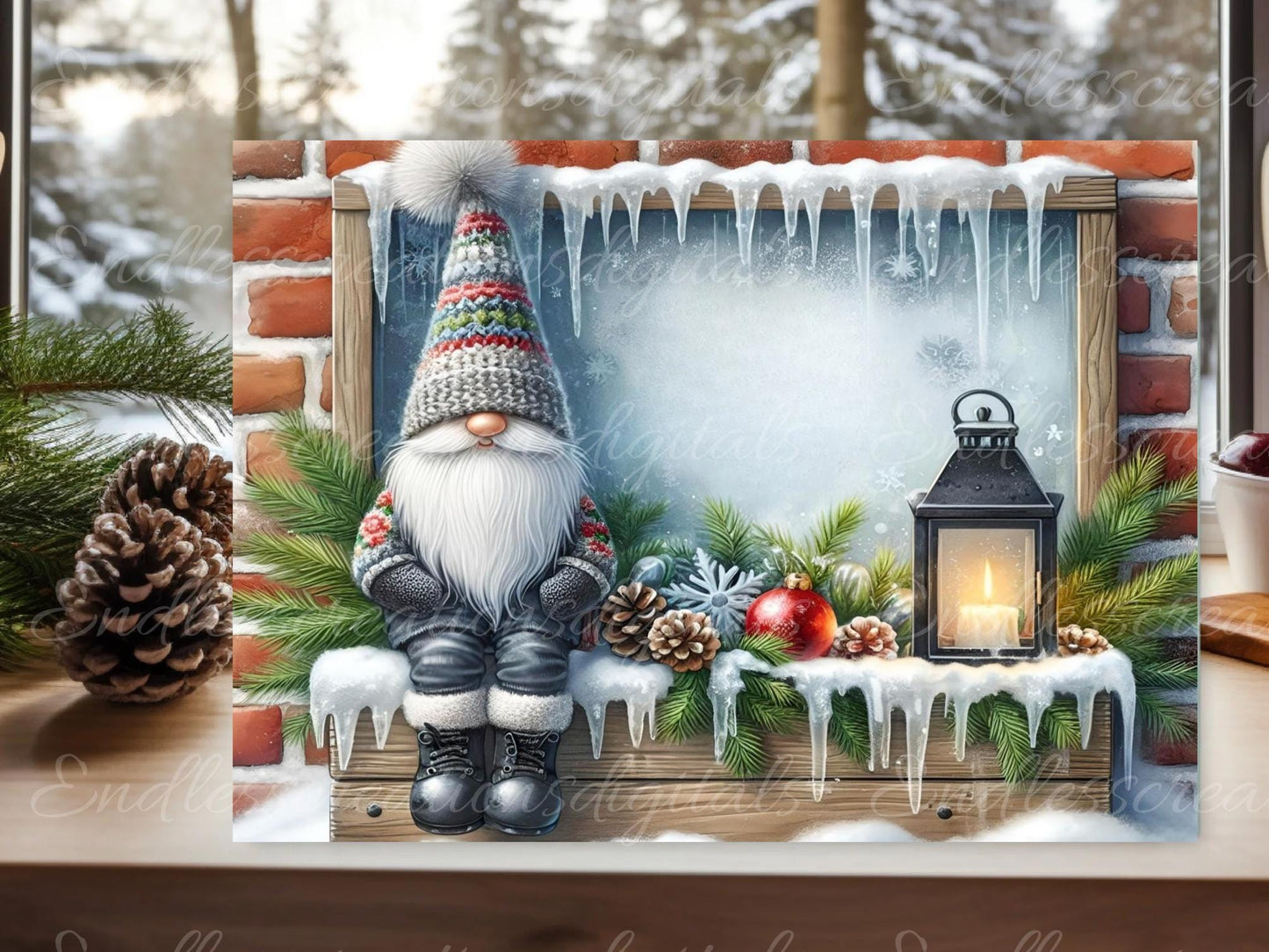 WINTER PLAID GNOME Cutting board sublimation, 300 dpi high resolution 2 files for download 1 add your own text